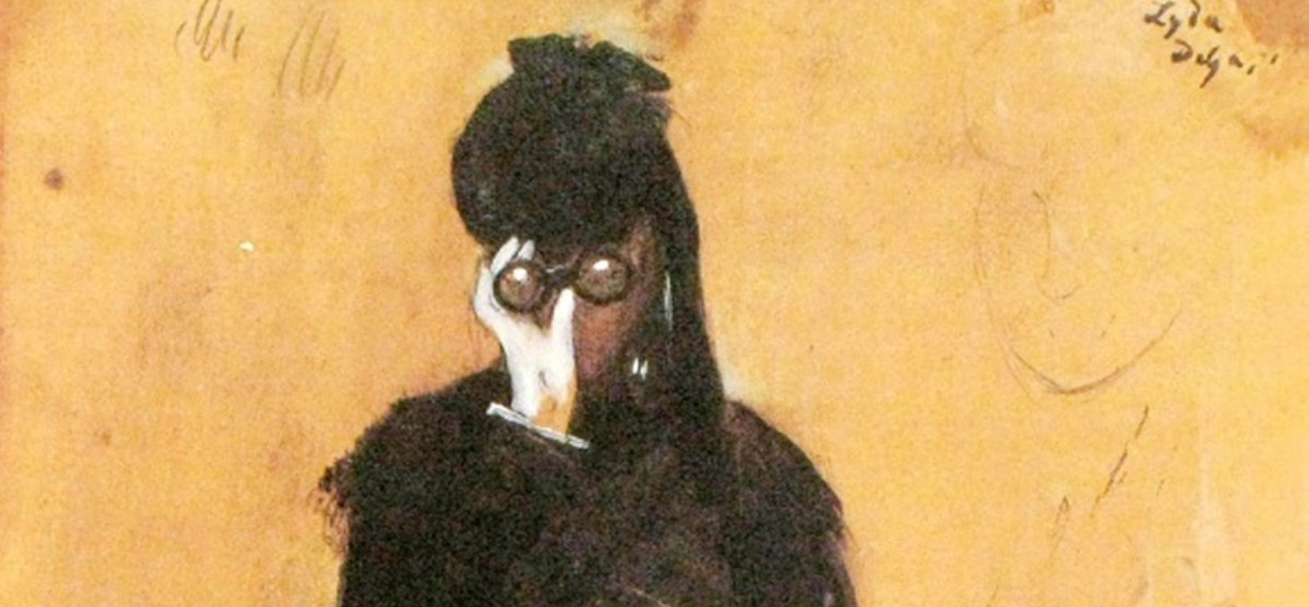 Tableau d'une femme tenant une lorgnette