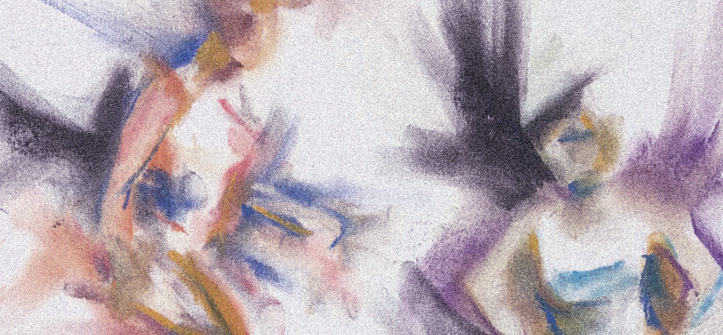 Aquarelle représentant des personnes qui dansent